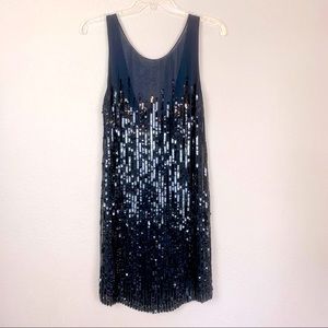 LAVENDER LABEL VERA WANG Shift Silk Sequin Navy 4